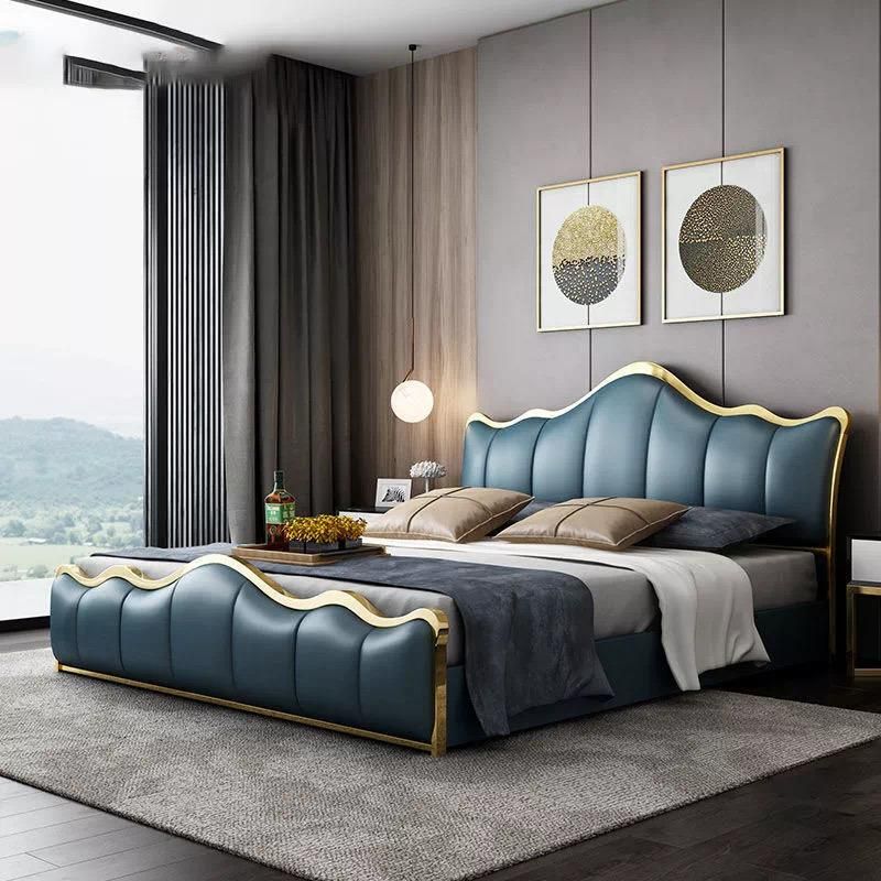 Newest High Quality Leather Luxury Modern Bedroom Set King Size Bed