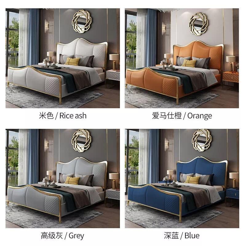 High Grade Modern Double Queen Size Soft Leather Bed