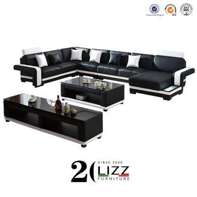 Modern U Shape Living Room Genuine Leather Sectional Corner Leisure Sofa