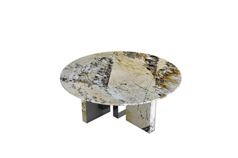 High Quality Luxury Modern Pandora Natural Marble Piano Lacquer Mirror Stainless Metal Villa Restaurant Living Home Dining Table Dt04-3