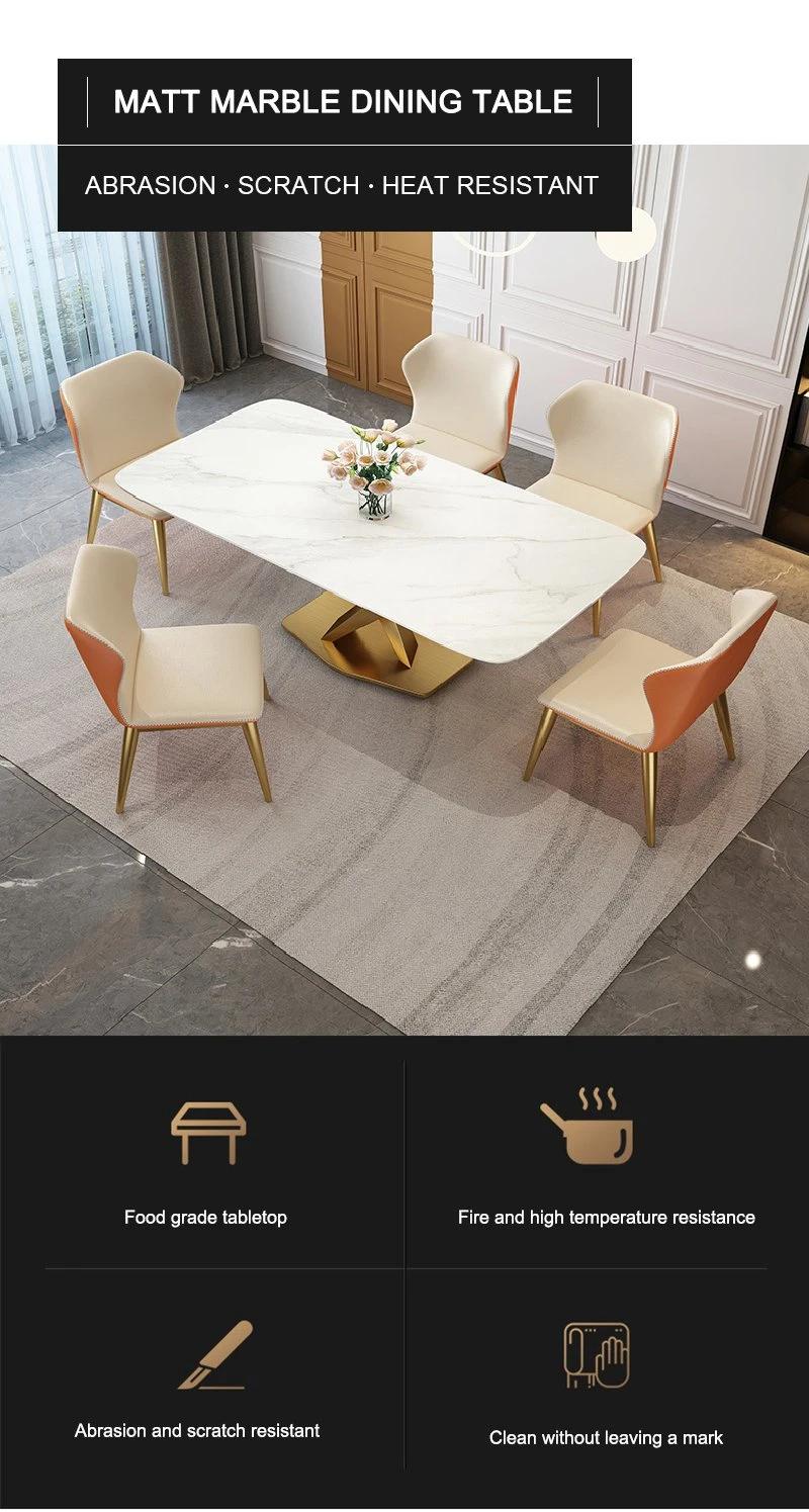 Modern Design Living Room Metal Frame Furniture Marble Dining Table