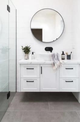 White Shaker Wall Mounted Medium Density Fiber Recessed Panel Vanity Cabinets