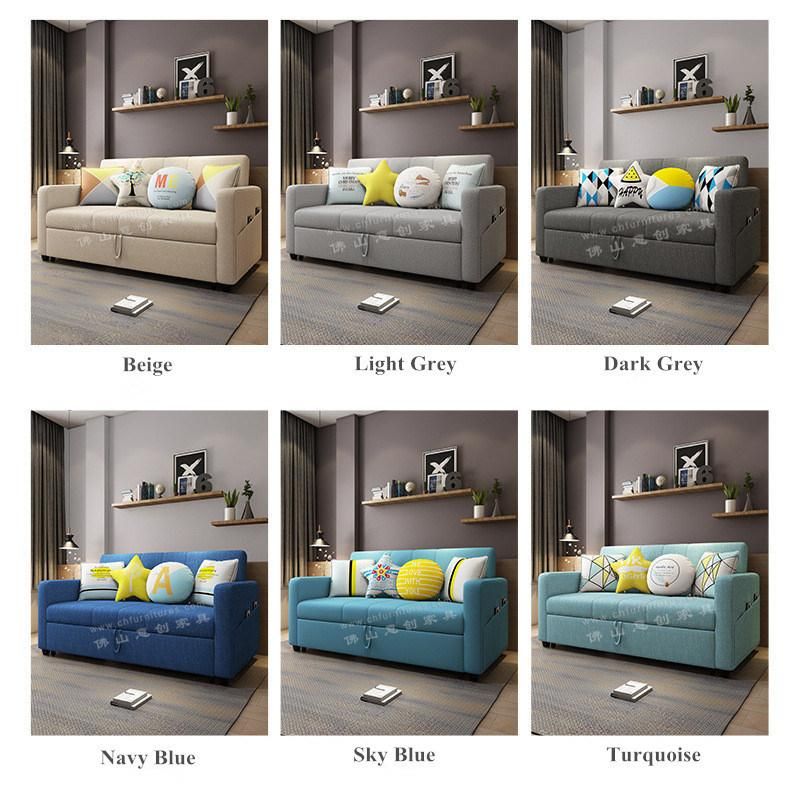 Hyc-Sf05 Multifunctional Sofa Bed 1.5 Meters Solid Wood Foldable Living Room Furniture Sofa