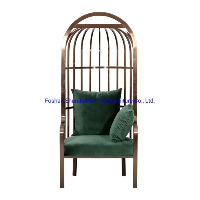 Wholesale Balcony Swing Hammock Leisure Single Sofa Chair Rose Gold Metal Living Room Chairs