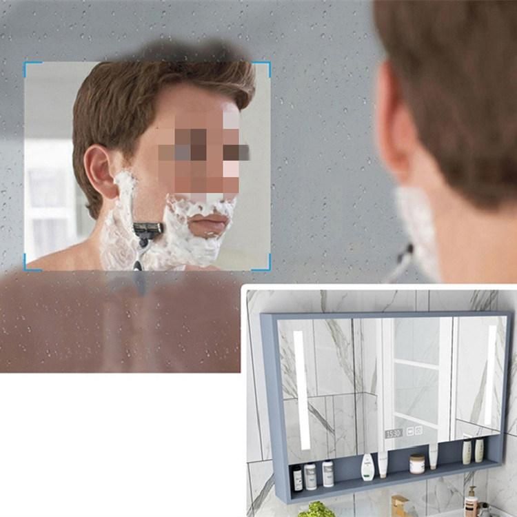 Blue Melamine Bathroom Vanity with LED Luxury Storage Mirrored Cabinet, Defogging