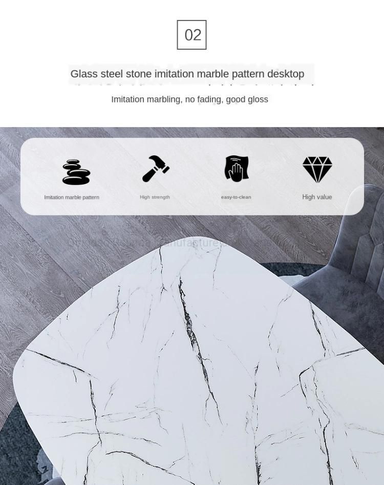 Wholesale Modern Simple Fashion White Dining Table Marble Dinner Table Restaurant Furniture Metal Leg Table for Dining Room