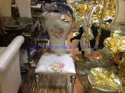 Sliver Round Stainless Steel Chair Wedding White Throne for Outdoor Dining Chair