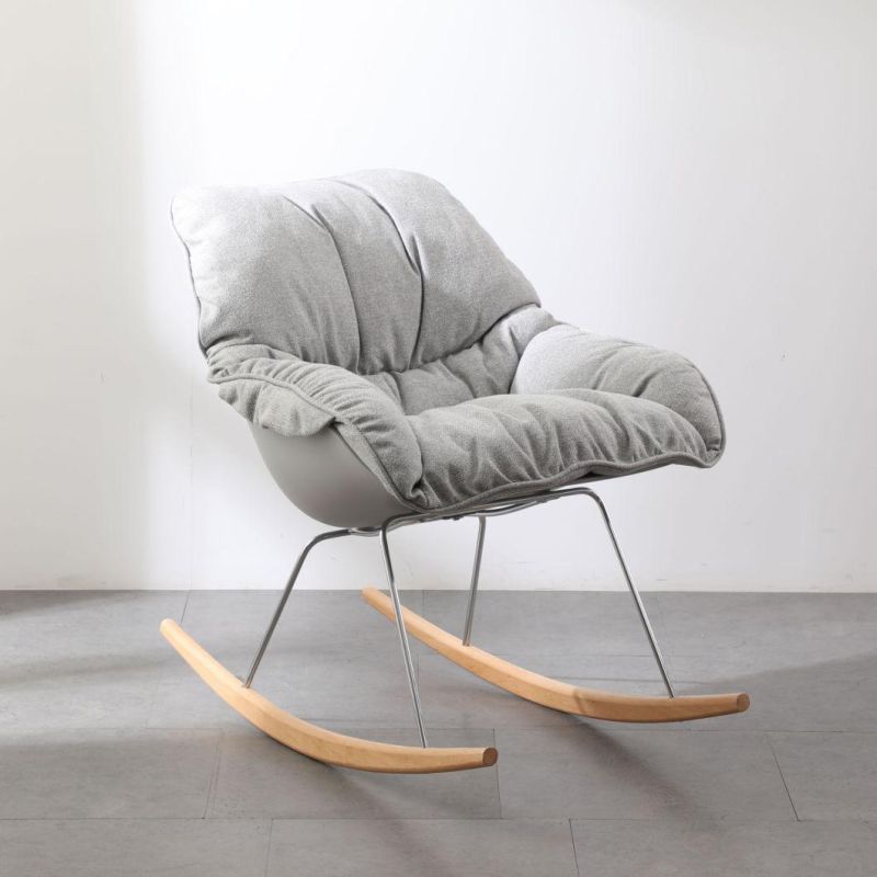 Modern Design Luxury High Quality Plastic Seat Beech Wood Legs Lazy Man Comfortable Leisure Rocking Chair