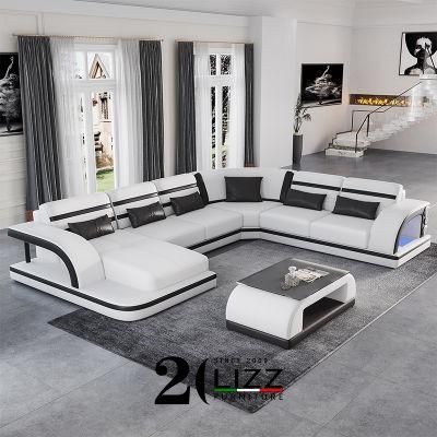 LED Sofa Function Sofa Set U Shape Living Room Sofas Home Furniture