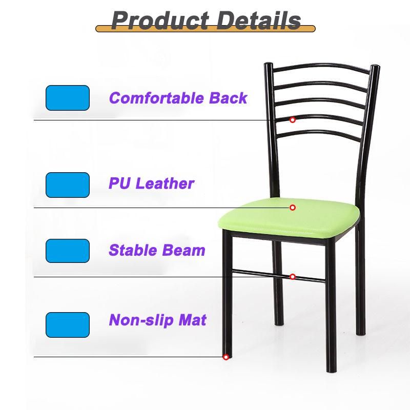 Modern Home Restaurant Living Room Furniture Colorful Leather Seat Dining Chair with Metal Frame for Party Event