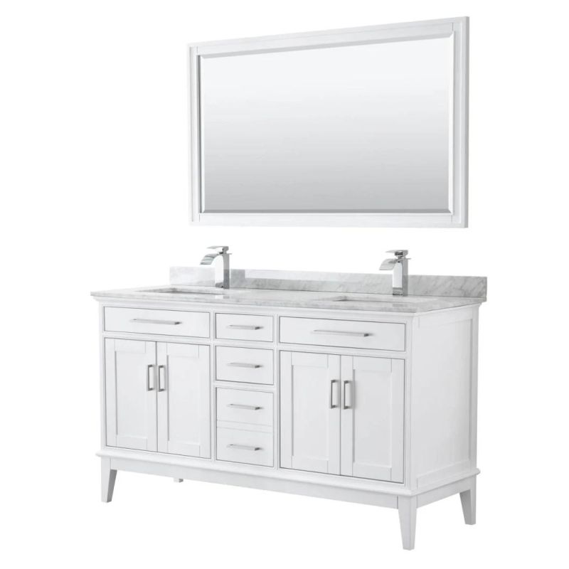 60" Double White Color Bathroom Vanity