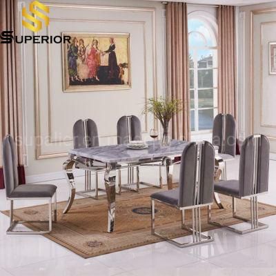 Home Furniture Luxury Dining Room Set 6 Seater Marble Table