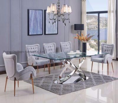 Modern Home Furniture Clear Glass High Quality Finish Dining Table Set