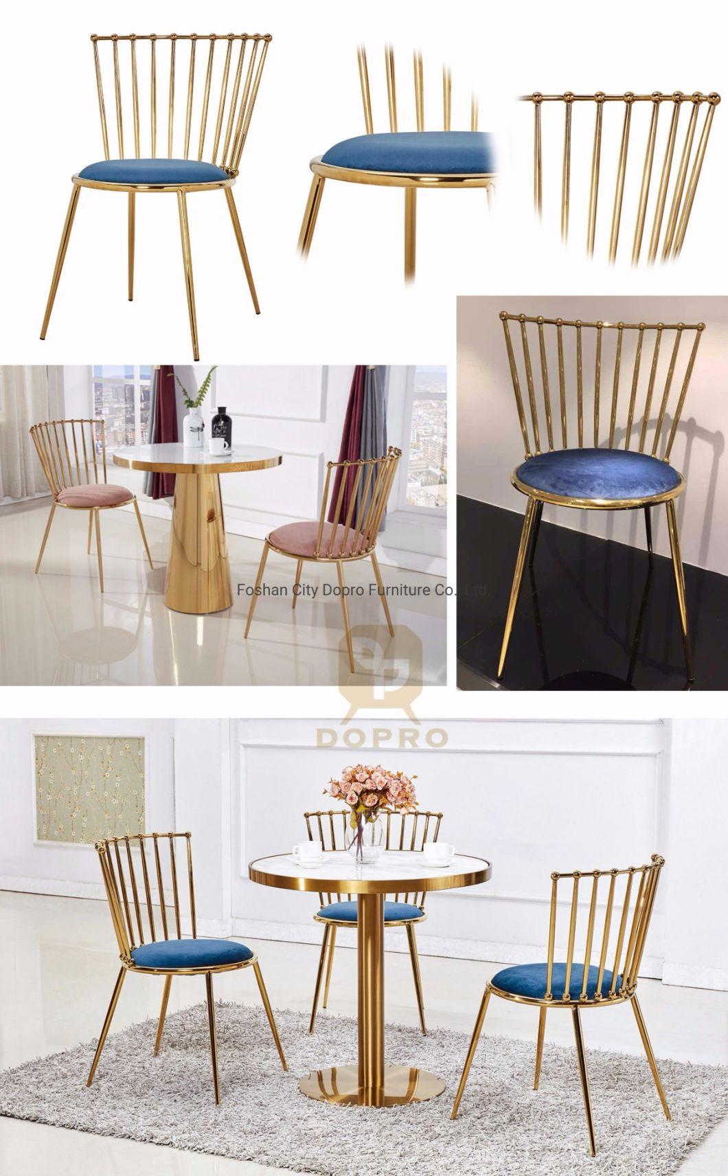 Luxury Antique Hot Sale Banquet Hotel Golden Stainless Steel Dining Chair