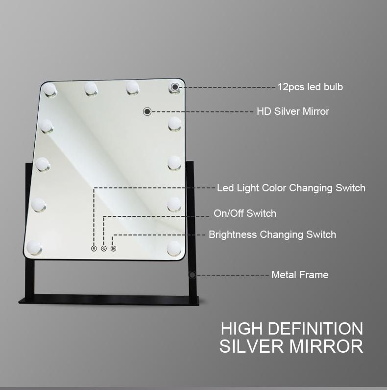 Metal Frame High Definition Hollywood Vanity Mirror for Dressing