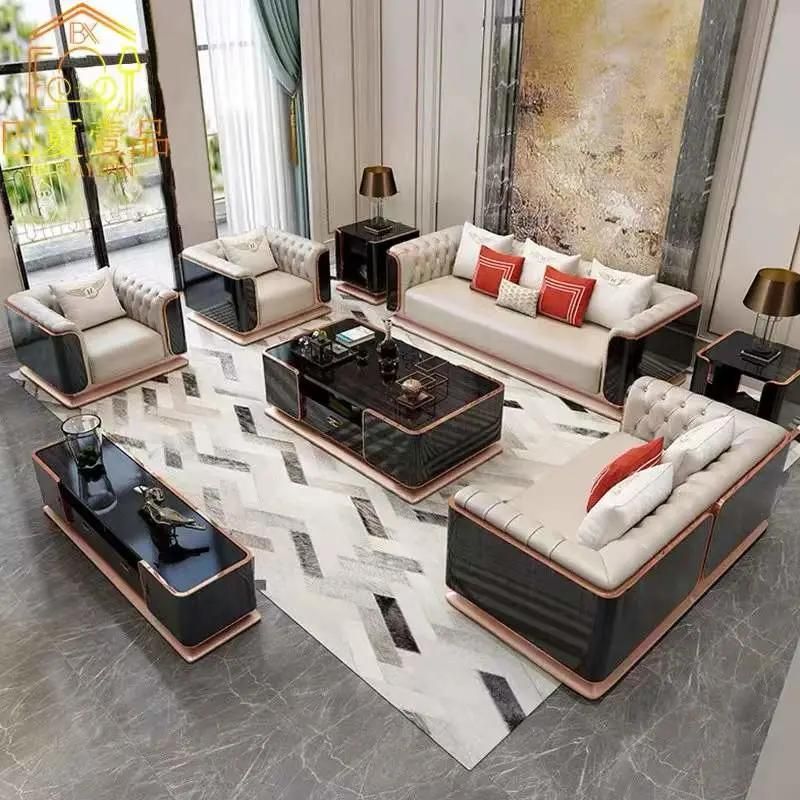 High End Big Size Modern Luxury Italian Home Furniture 3+2+1 Sofa Set Furniture Living Room Customized Genuine Leather Sofa