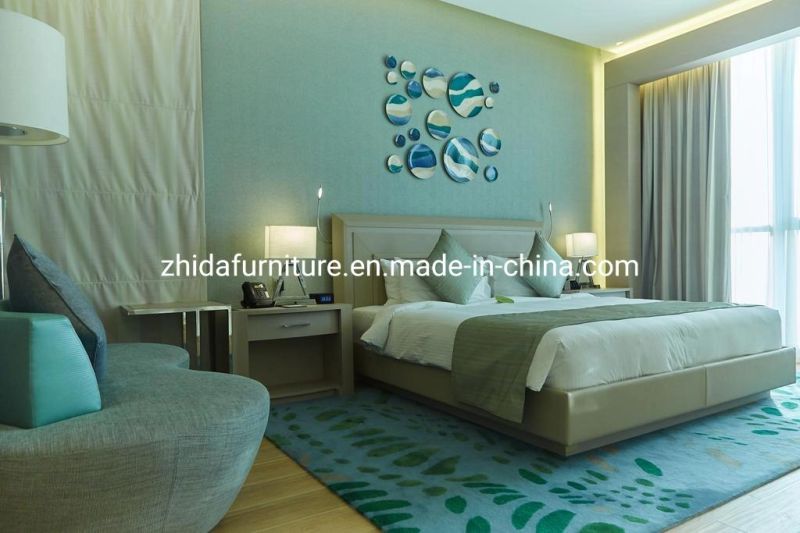 Zhida Simple Design Seaside Hotel Master Bedroom Furniture Set Double King Size Wooden Bed for Apartment Project