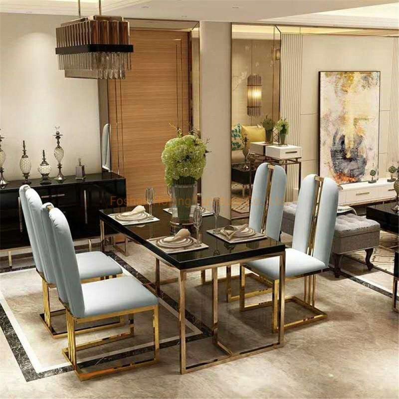 Live on Line Edge Restaurant Table Modern Best Selling Low Price Special Metal Steel Frame Marble Dining Table