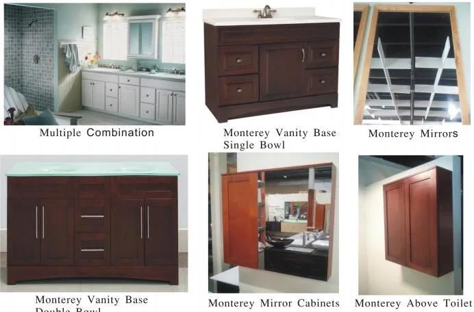 Solid Wood Vanity Bathroom Cabinets with Glass Mirror