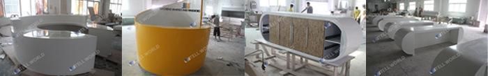 Long Curved Shape White Corian LED Lighting Commercial Bar Counter