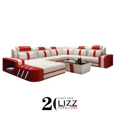 Modern Living Room Lounge Furniture Italian Leather Sectional Sofa