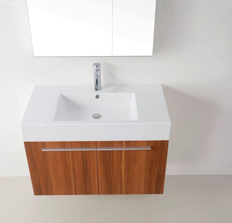 Modern Melamine Wall Mounted Bathroom Vanity with Mirror Cabinet