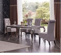 Modern Classic 8 Pieces Marble Top Ash Wood Base Home Dining Table