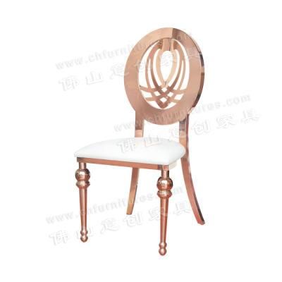 Fashionable Modern Rose Gold Hotel Banquet Wedding Stainless Steel Dining Chair