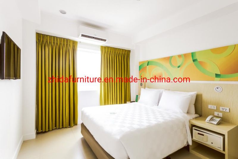 Foshan Factory Supplier Simple Commercial Hotel Apartment Villa Double King Size Bed Design Furniture Bedroom Wooden Bed