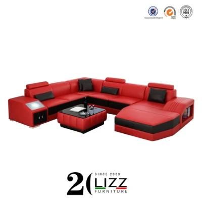 Home Living Room U Shape Sectional Leather Sofa Furniture