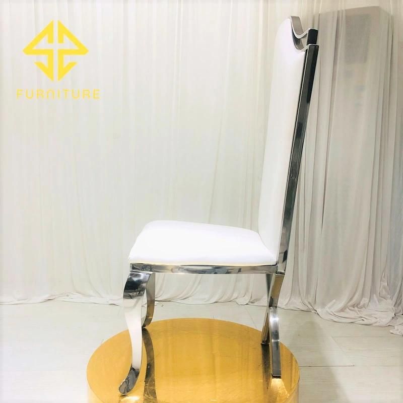 2021 Hot High Back Stainless Steel Dining Chair Hotel Furniture Wedding Events Chairs