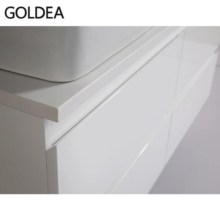 High Gloss White PU Painting Bathroom Cabinet Double Sink Bathroom Vanity