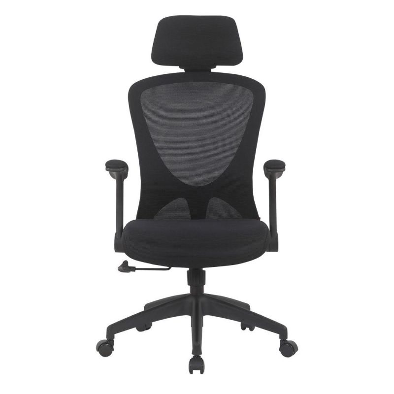 Headrest Adjustable Swivel Staff Executive Computer Ergonomic Office Chair with Flip-up Arms