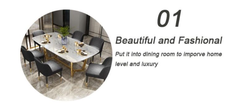 Stainless Steel Marble Dining Table Luxury Italian Dining Table Set 6 Chairs Modern Dining Room Furniture Marble Top Dining Table Set