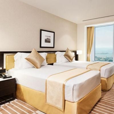 White Modern Style Beech Wood Twinsize Hotel Bedroom Furniture