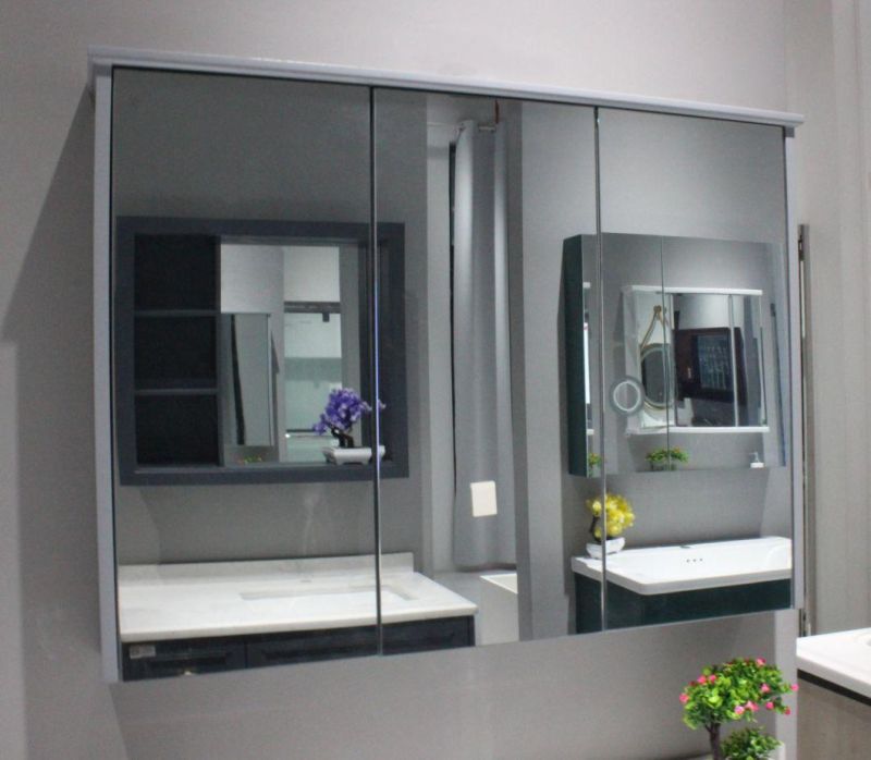 Kitchen Bathroom Recessed or Surface Mount Frameless LED Mirror Cabinet with Defogger