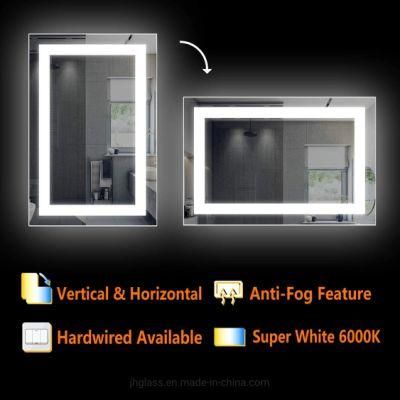 UL Approval LED Illuminated Mirror Wall Mounted Bathroom Mirror Vanity Lighted Mirror for Hotel with Hardwird and Anti-Fog