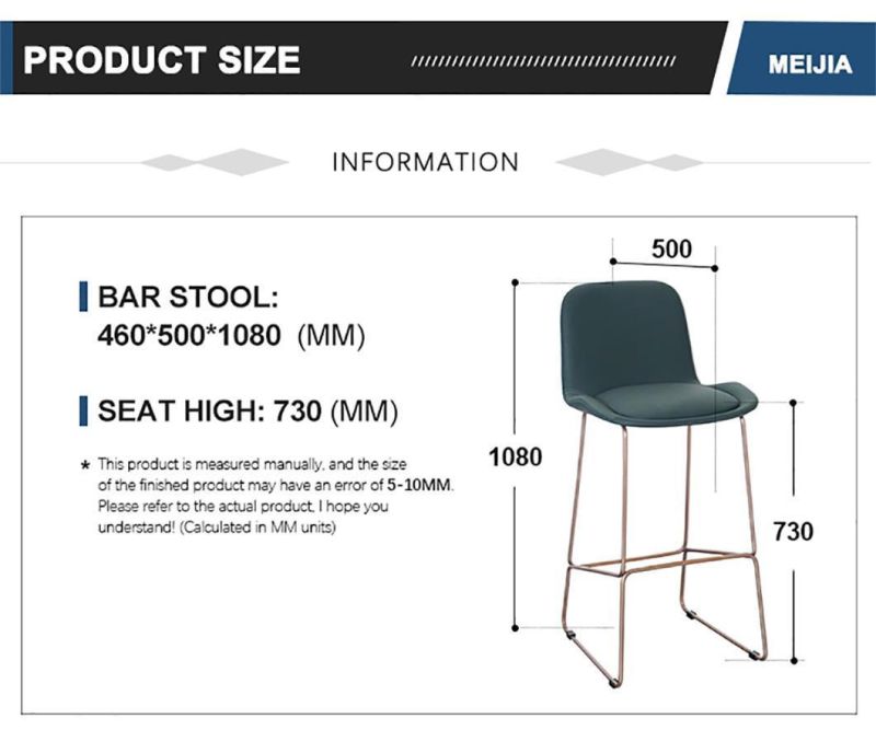 Modern Chair Furniture Elegant High Bar Stool Chairs with Back Bar Chair with Backrest