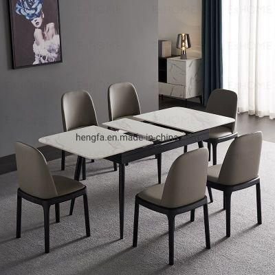 Modern Adjustable Folding Extension Home Dining Set Marble Square Dining Table