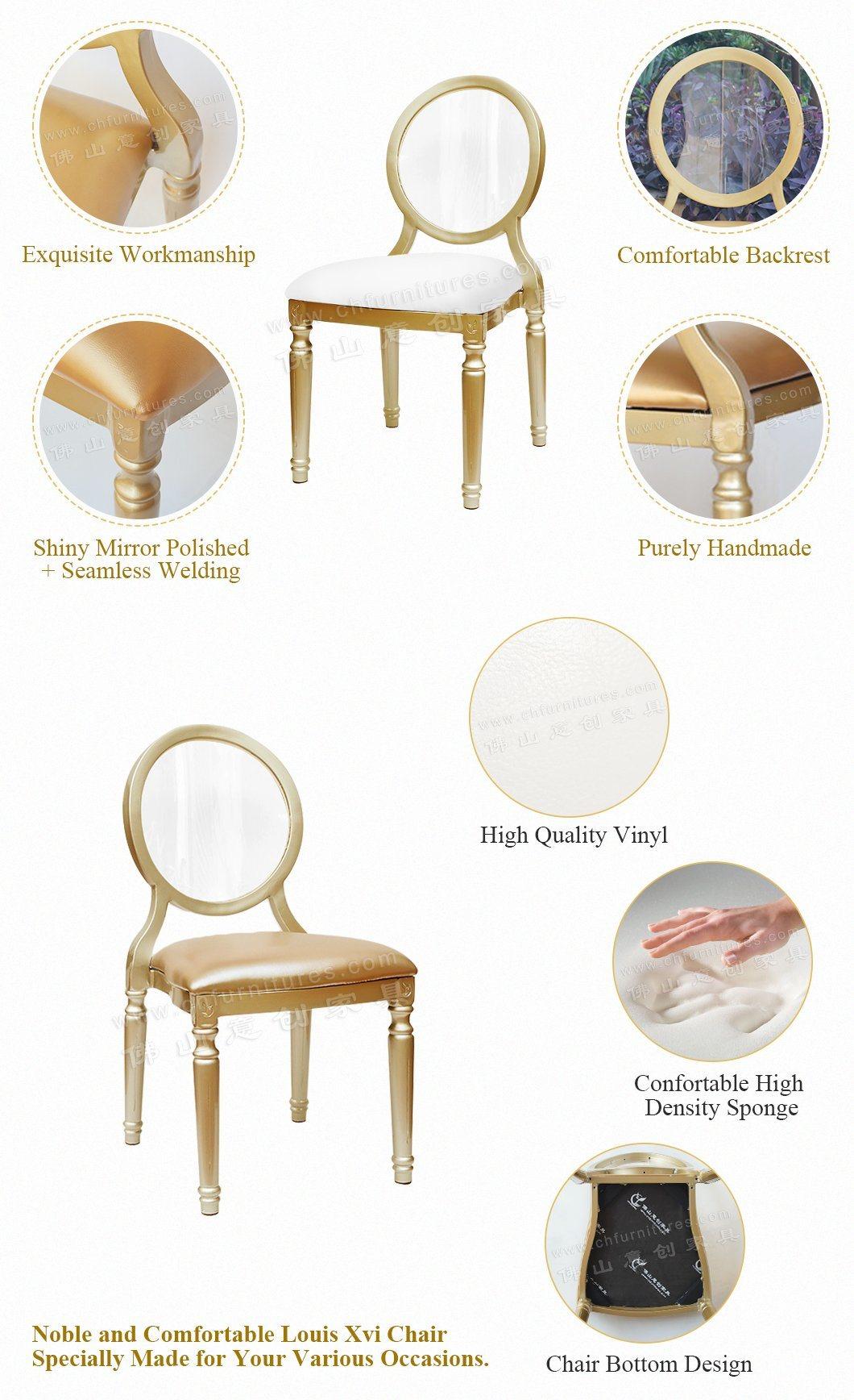 Hyc-D04-14 Guangzhou Luxury Wedding Clear Acrylic Back Louis Dining Chair for Event