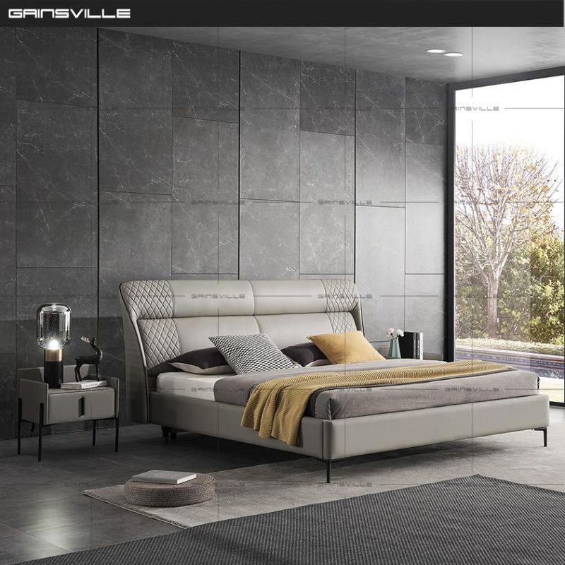 Hot Sale Fashion Upholstered Leather Bed Home Furniture Modern Bedroom Furniturein Italy Style Hot Sale Fashion Sofa Bed King Bed Double Bed Wall Bed