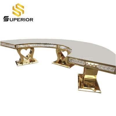 Hotel Banquet Furniture Royal Big Half Moon Gold Restaurant Table