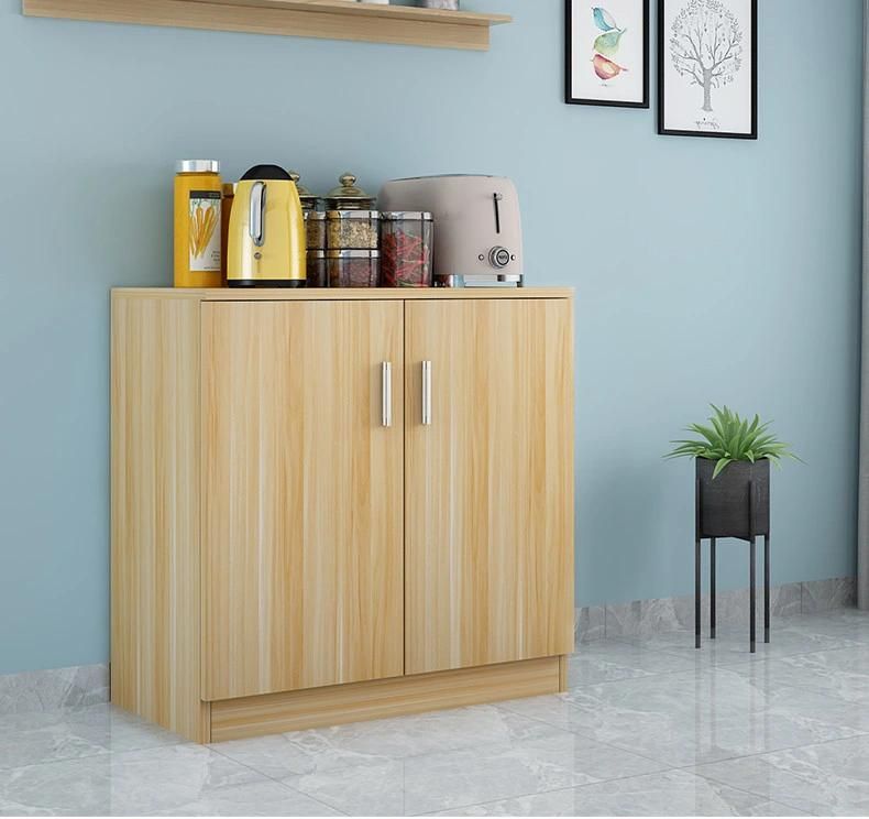 Log Color Modern Style Factory Customized Bedroom Furniture Wooden Lockable 2-Door Wardrobe with 2 Drawers