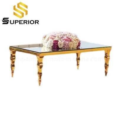 Luxury Metal Gold Mirror Glass Coffee Table for Hotel