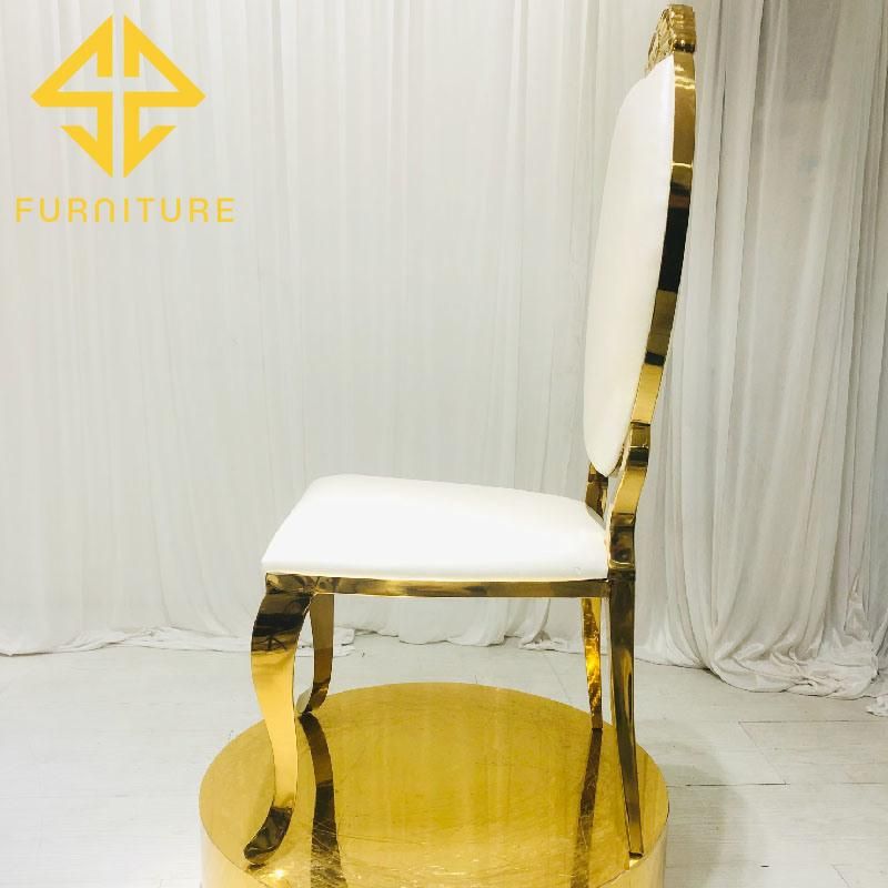 White Leather Cushion High Back Stainless Steel Dining Chair Hotel Furniture Wedding Chair