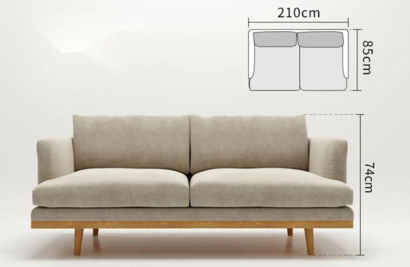 Home Furnishing Wooden Sofa 2 Seat Leather Sofa with Armrest