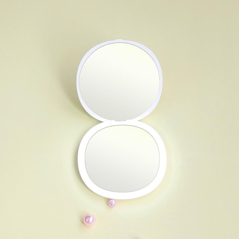 Round Pocket Double Sides Ring Lights LED Mini Compact Mirror