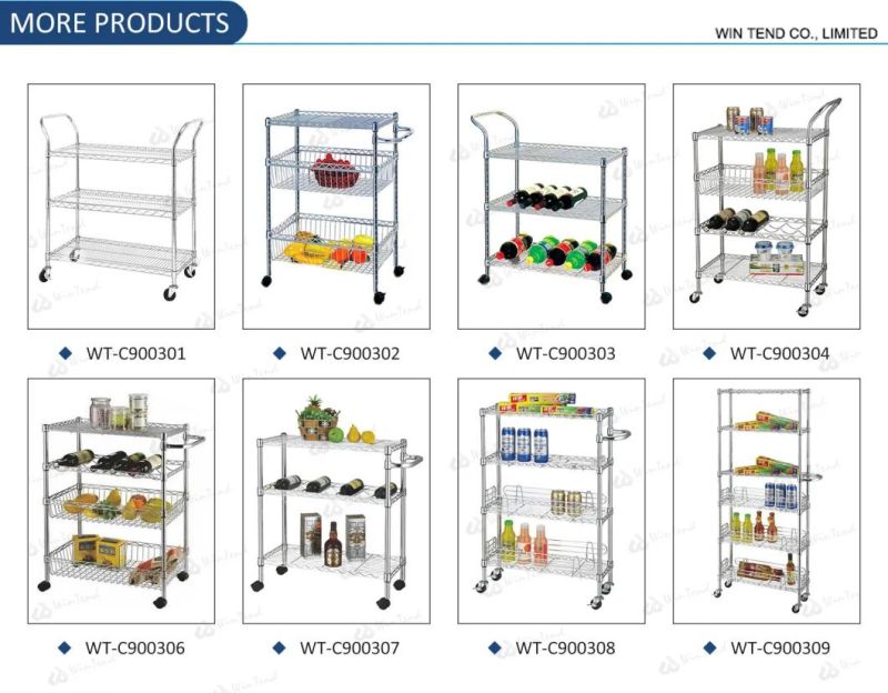 Hotel Kitchen 3 Tiers Black Utility Trolley Chrome Wire Cart