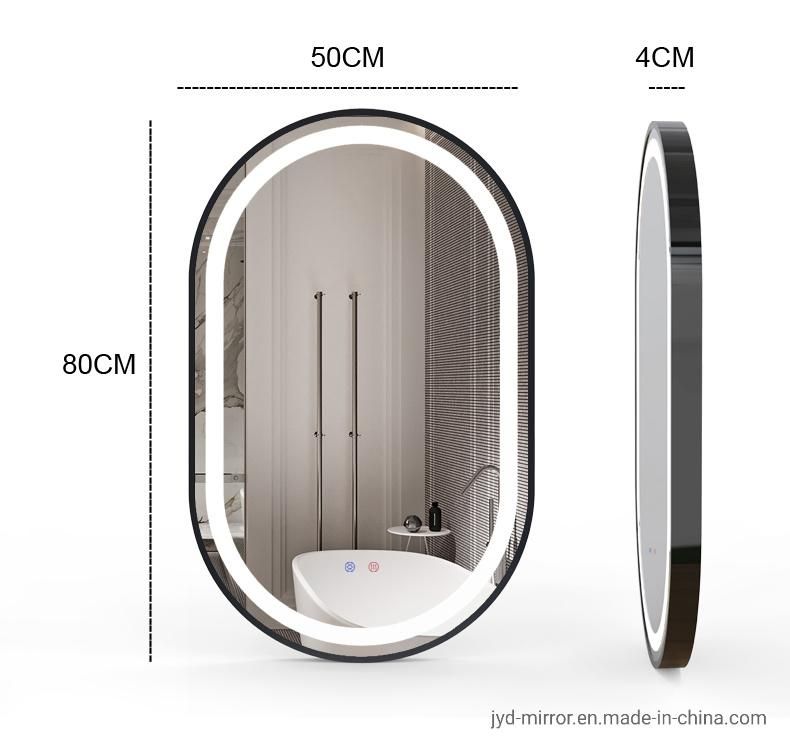 Oval Shape Luxury Modern Bathroom LED Mirror with Touch Switch