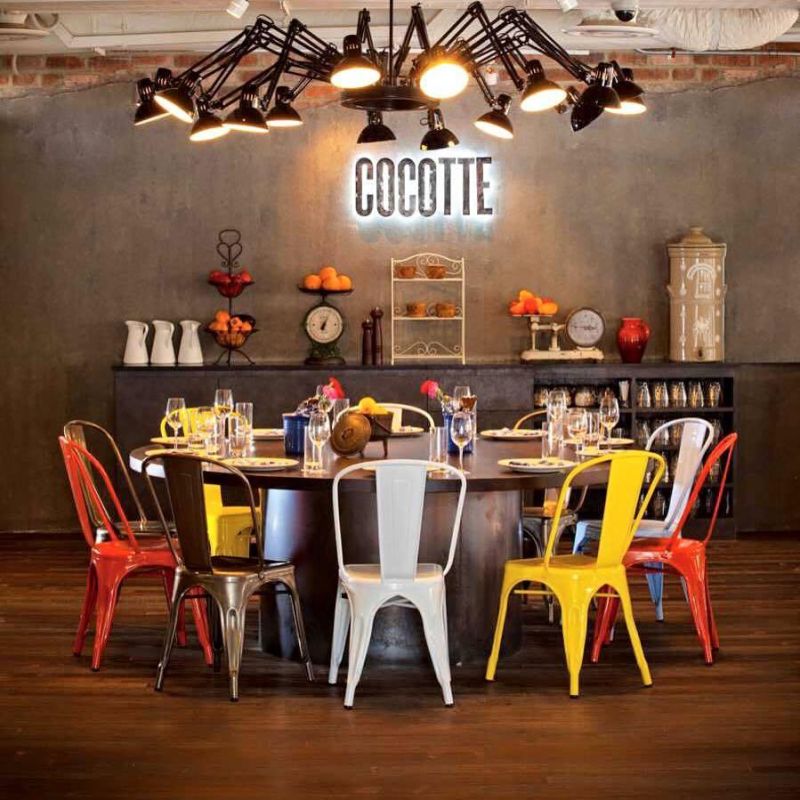 Industrial Vintage Coffee Restaurant Metal Tolix Chair Outdoor Furniture Colorful